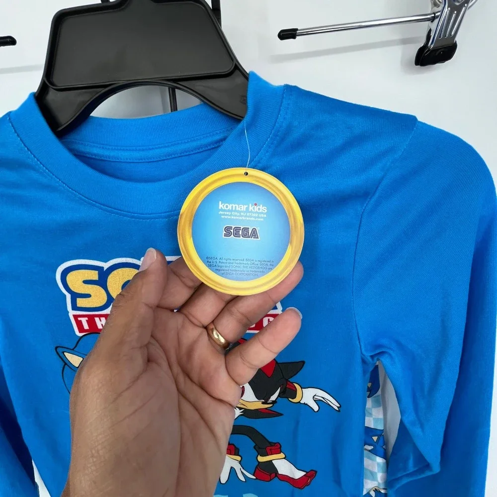Sonic the Hedgehog Pajama Set Boys Size 8 Blue Long Sleeve Shadow 2pc NEW